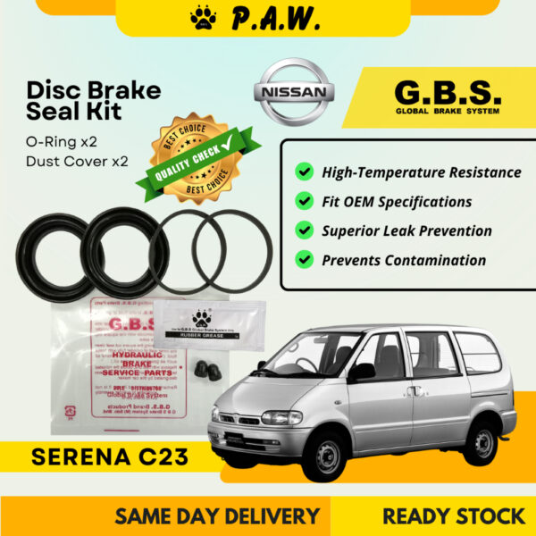 GBS Disc Brake Seal Kit For NISSAN SERENA C23 (Front) (Half Set)