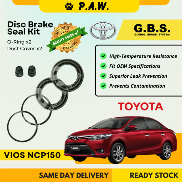 GBS Disc Brake Seal Kit For TOYOTA VIOS NCP150 G/S SPEC (Front) (Half Set)