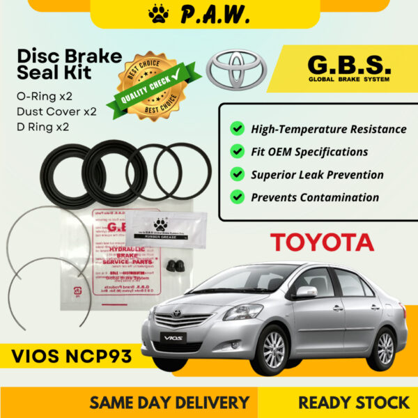 GBS Disc Brake Seal Kit For TOYOTA VIOS NCP93 G/S SPEC (Front) (Half Set)