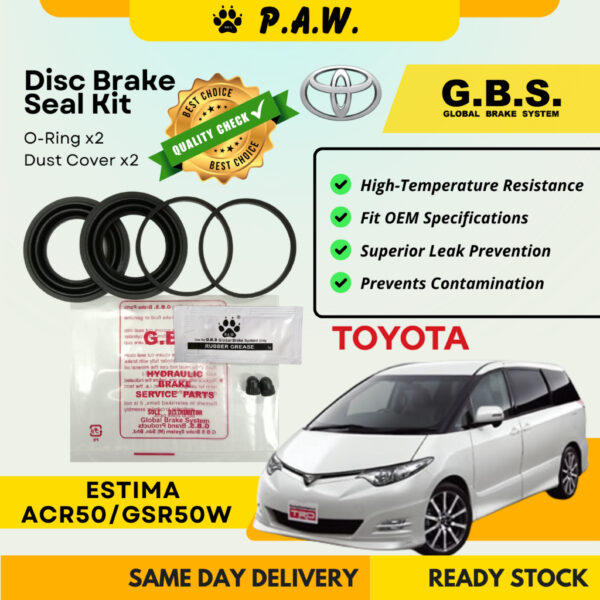 GBS Disc Brake Seal Kit For Toyota Estima ACR50 2AZ, Alphard/Veffire ANH20 (64mm)(Front)(Half Set)