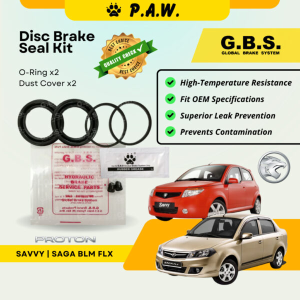 GBS Disc Brake Seal Kit For PROTON SAGA BLM FLX SAVVY (Front) (Half Set)