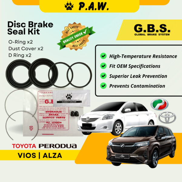GBS Disc Brake Seal Kit For TOYOTA VIOS NCP91 NCP93 E/J SPEC 07 ALZA NEW (Front) (Half Set)