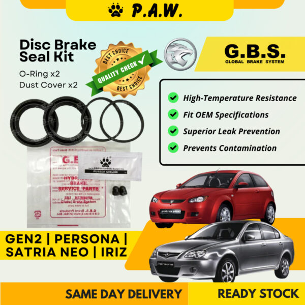 GBS Disc Brake Seal Kit For PROTON GEN2,PERSONA,SATRIA,NEO (Front) (Half Set)