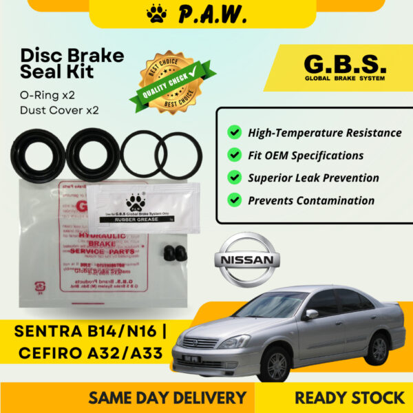 GBS Disc Brake Seal Kit For NISSAN SENTRA N16,CEFIRO A32 A33,SENTRA B14  (Rear) (Half Set)
