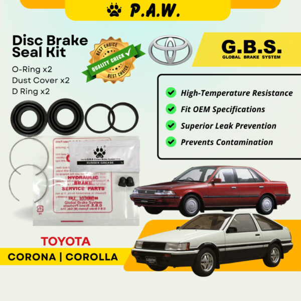 GBS Disc Brake Seal Kit For TOYOTA COROLLA AE82, AE86, AE101/100,CORONA ST171,LEVIN(Rear) (Half Set)