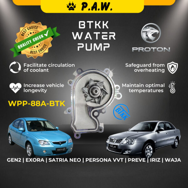 Proton Saga BLM FL FLX GEN2 Exora Satria NEO Persona VVT Preve Iriz Waja Campro BTKK Water Pump 88A PW811592