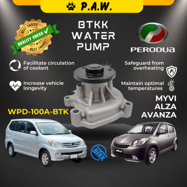 Perodua Myvi 1.3 Old Myvi Lagi Best 1.5 Alza 1.5 Toyota Avanza 1.3 1.5 Rush 2003-2007 BTKK Water Pump 100A 16100-29115