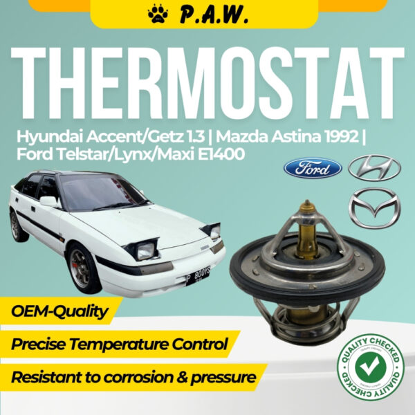 Thermostat for Hyundai Accent, Getz 1.3 & Mazda Astina 1992 & Ford Telstar, Lynx, Maxi E1400 Thermostat 82'C (ORING)