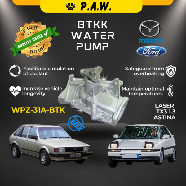 Ford Laser 1.3 TX3 1.6 Mazda Astina 1.6 1986-1990 BTKK Water Pump 31A 0K930-15-010A