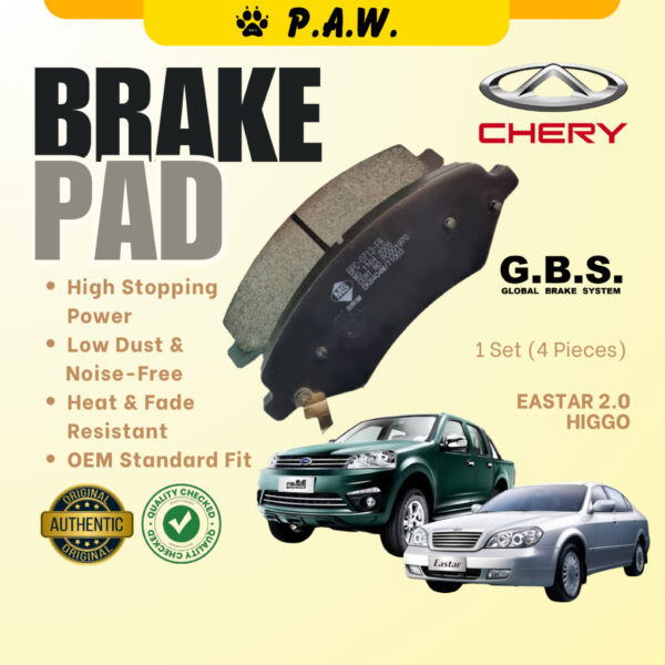GBS BRAKE PAD FRONT : CHERY EASTAR 2.0 , CHERY HIGGO 2000~2008