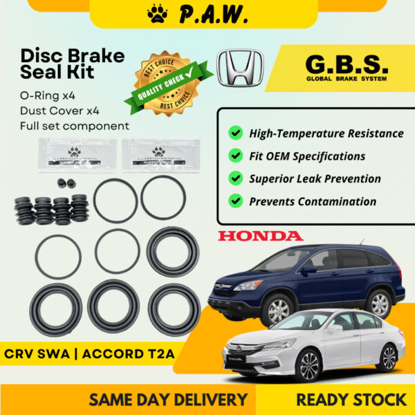 GBS Disc Brake Seal Kit For HONDA CRV SWA,ACCORD T2A (Front) (Full Set)