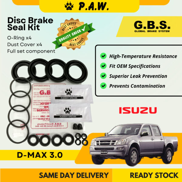 GBS Disc Brake Seal Kit For ISUZU D-MAX 3.0 (Front) (Full Set)