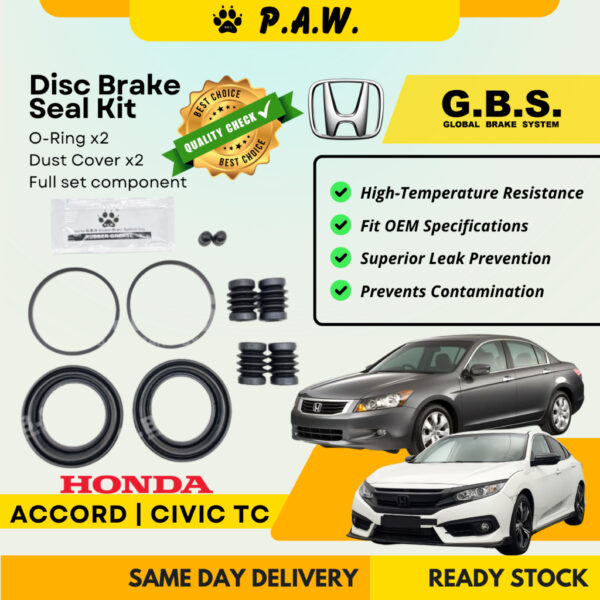 GBS Disc Brake Seal Kit For Honda Accord SV4 / SM4 / TAO, Civic TC (58mm) (Front) (Full Set)