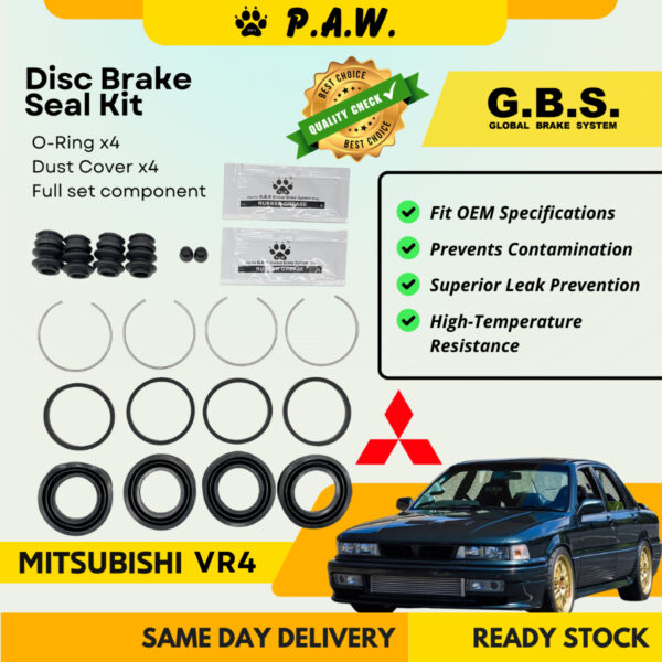 GBS Disc Brake Seal Kit For MITSUBISHI VR4 (2 Brake Piston - 41mm) Front Full Set