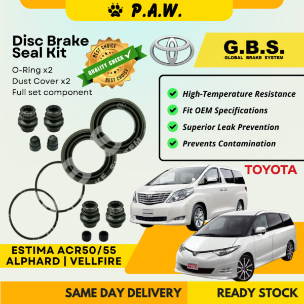 GBS Disc Brake Seal Kit For Toyota Estima ACR50 2AZ 2.4,Alphard/Veffire ANH20(64mm)(Front)(Full Set)