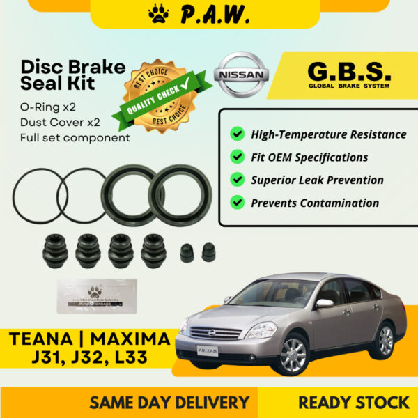 GBS Disc Brake Seal Kit For NISSAN TEANA MAXIMA J31, J32, L33 (Front) (Full Set)