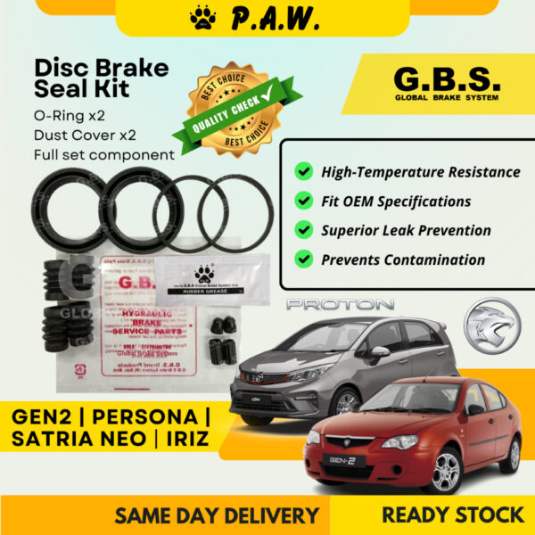 GBS Disc Brake Seal Kit For PROTON GEN2,PERSONA,SATRIA,NEO (Front) (Full Set)
