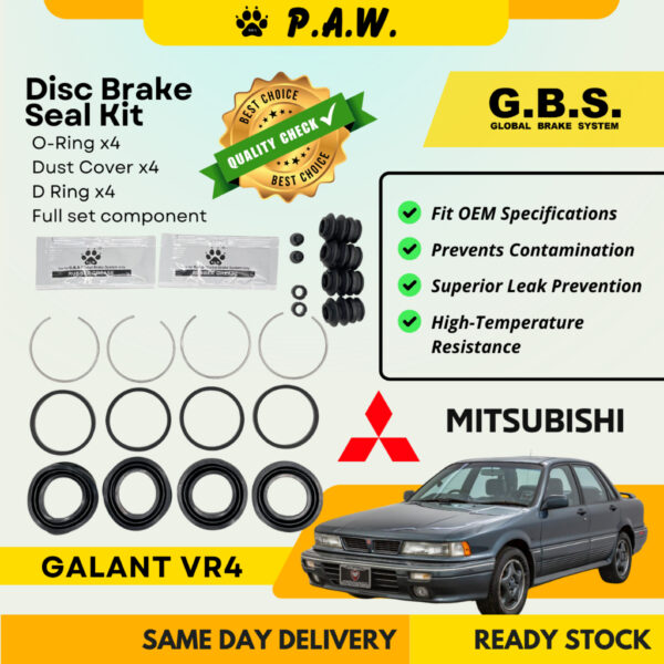 GBS Disc Brake Seal Kit For Mitsubishi VR4 (2 Brake Piston - 43mm) (Front) (Full Set)