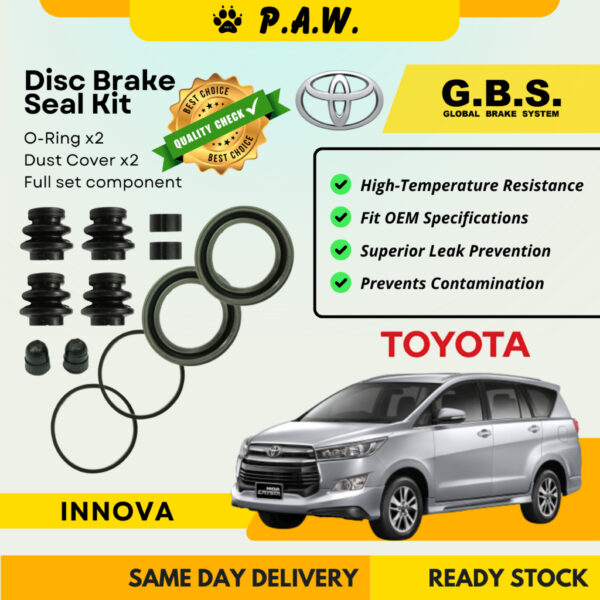 GBS Disc Brake Seal Kit For TOYOTA INNOVA GUN143 TGN140 2WD FIT (Front) (Full Set)