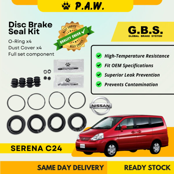 GBS Disc Brake Seal Kit For NISSAN SERENA C24 (Front) (Full Set)