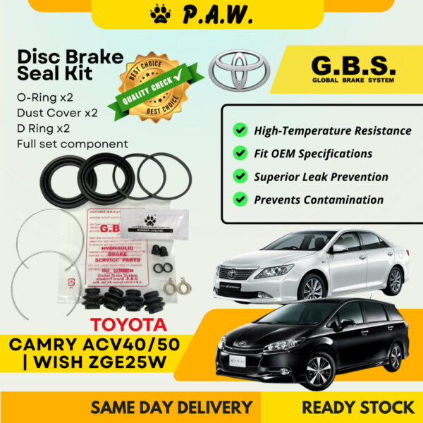 GBS Disc Brake Seal Kit For TOYOTA CAMRY ACV40 ACV50,WISH 1.8 ZGE20 ZGE25W (Front) (Full Set)