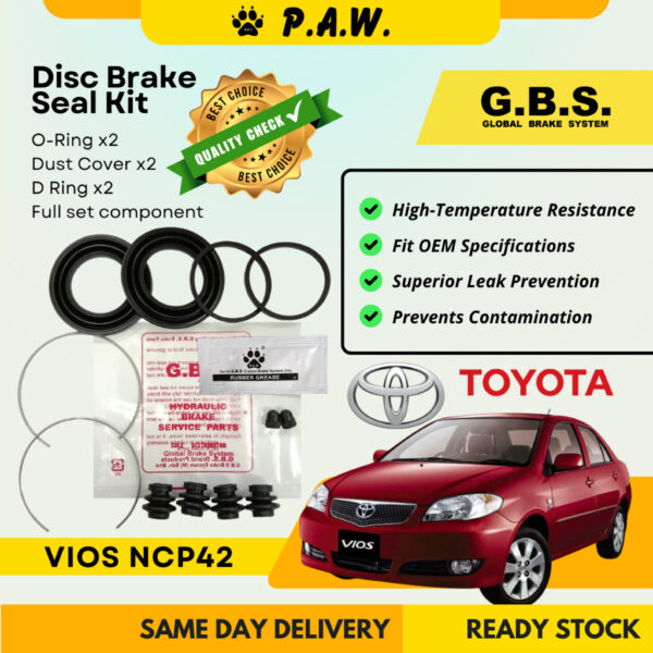 GBS Disc Brake Seal Kit For TOYOTA VIOS NCP42 (Front) (Full Set)