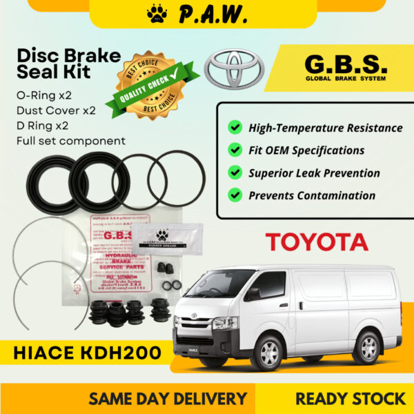 GBS Disc Brake Seal Kit For  Toyota Hiace KDH200 2KD-FTV 2.5 2005-2014 (Front) (Full Set)