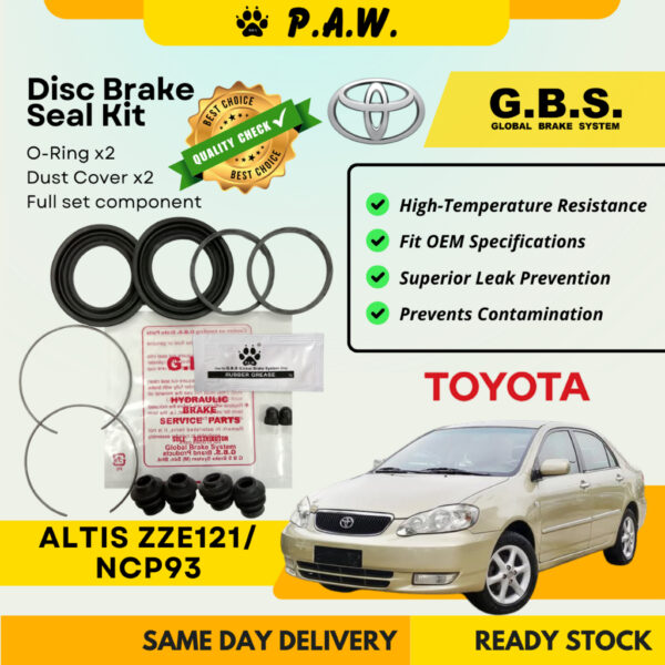 GBS Disc Brake Seal Kit For TOYOTA ALTIS 1.6 ZZE121, NCP93 (Front) (Full Set)
