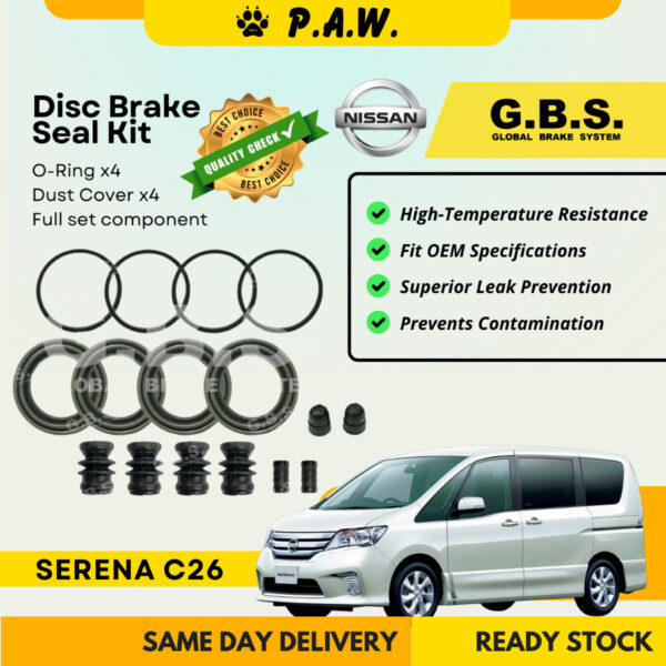 GBS Disc Brake Seal Kit For NISSAN SERENA C26 (Front) (Full Set)