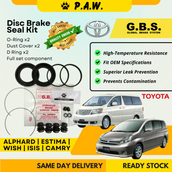 GBS Disc Brake Seal Kit For TOYOTA CAMRY ACV30,ESTIMA ACR30,WISH,ISIS,ALPHARD (Front) (Full Set)