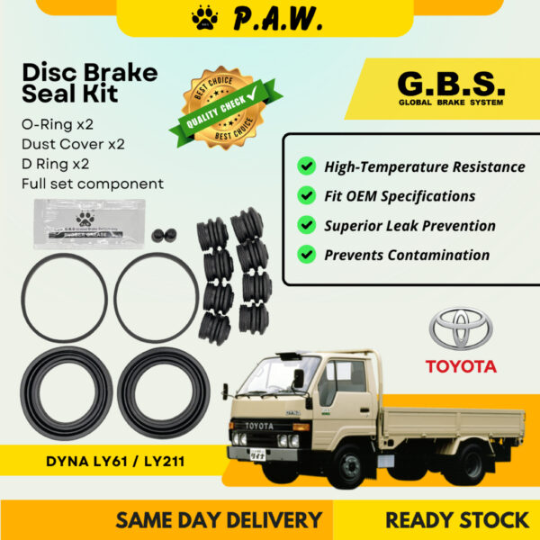 GBS Disc Brake Seal Kit For TOYOTA DYNA LY61, DYNA LY211 (Front) (Full Set)