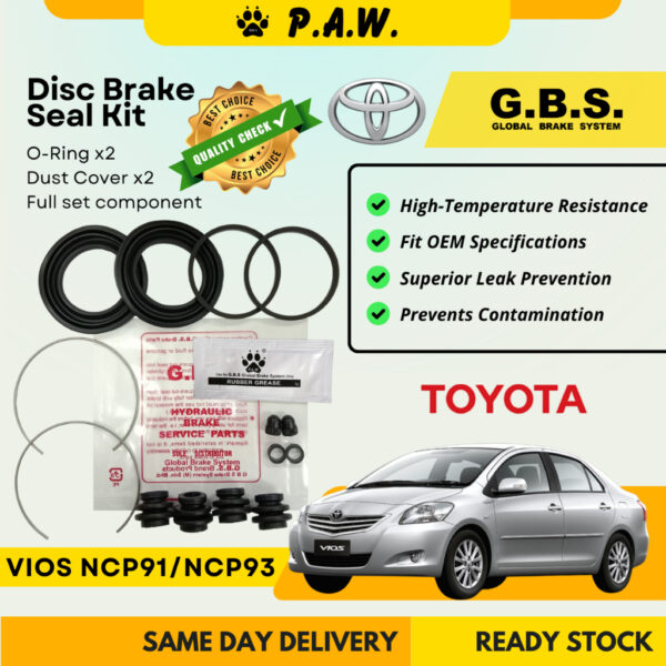 GBS Disc Brake Seal Kit For TOYOTA VIOS NCP91 NCP93 E/J SPEC 07 (Front) (Full Set)