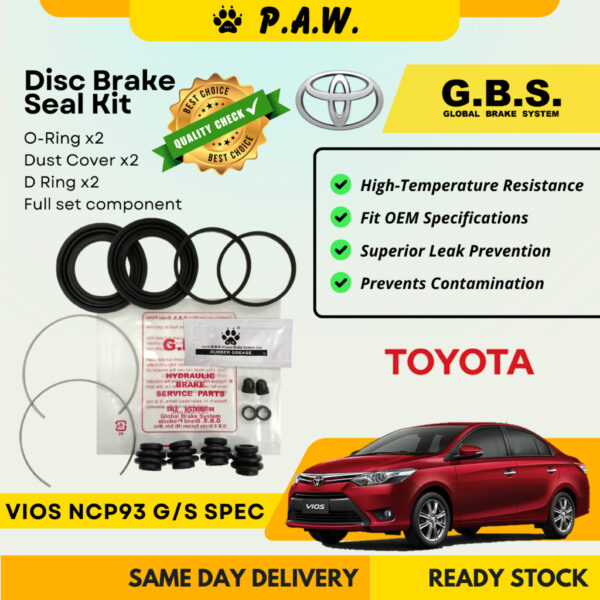 GBS Disc Brake Seal Kit For TOYOTA VIOS NCP93 G/S SPEC (Front) (Full Set)