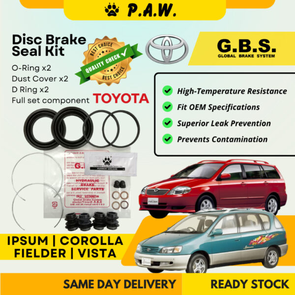 GBS Disc Brake Seal Kit For Toyota Ipsum SXM10/ SXM15 2.0, Corolla ZZE123 / CDE120(Front) (Full Set)