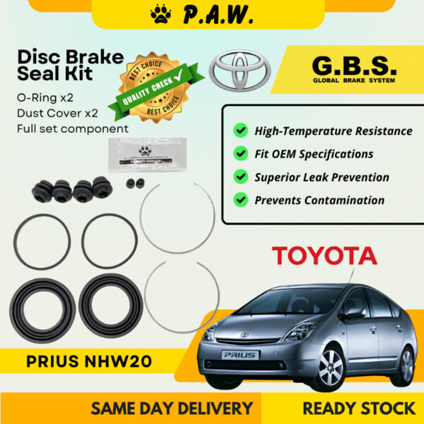 GBS Disc Brake Seal Kit For  Toyota Prius NHW20 1NZ 2003-2005 (Front) (Full Set)