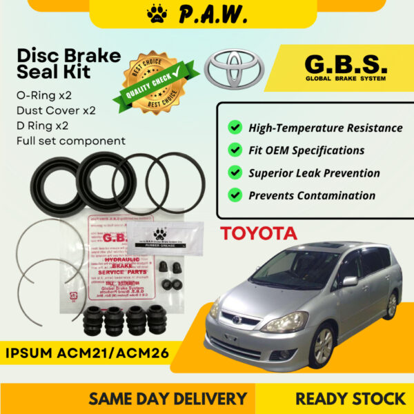 GBS Disc Brake Seal Kit For Toyota Ipsum ACM21/ ACM26 2AZ-FE 2.4 (Front) (Full Set)