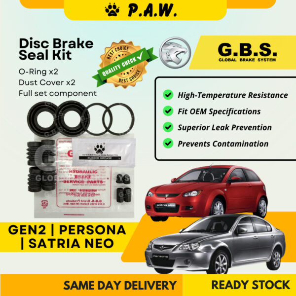 GBS Disc Brake Seal Kit For PROTON GEN2, PERSONA, SATRIA NEO (Rear) (Full Set)