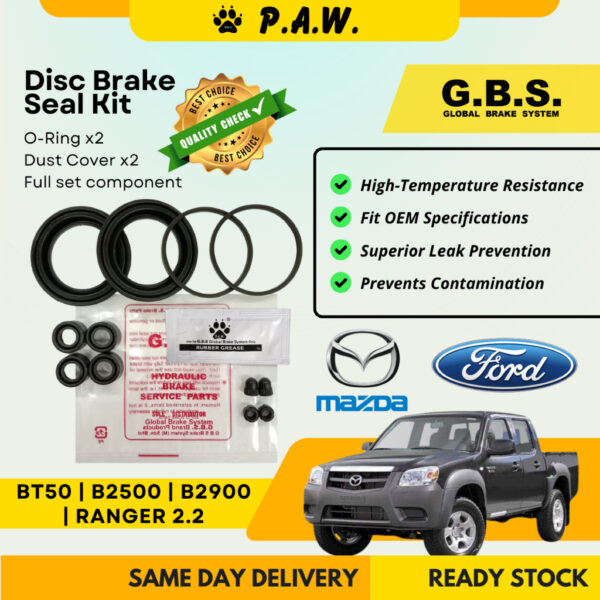 GBS Disc Brake Seal Kit For Mazda BT50 UN 2WD 2.5/3.0 2006-2011, B2500 1999 (Front) (Half Set)