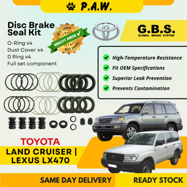 GBS Disc Brake Seal Kit For Toyota Land Cruiser HZJ105/FZJ105 & Lexus LX470 2002 (Front) (Full Set)