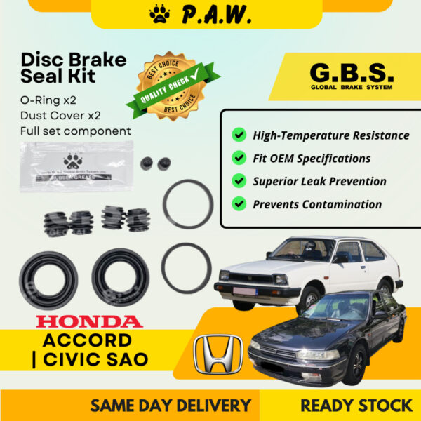 GBS Disc Brake Seal Kit For HONDA ACCORD SM4,ACCORD SV4,CIVIC SAO,ACCORD S84 (Rear) (Full Set)