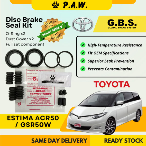 GBS Disc Brake Seal Kit For TOYOTA ESTIMA ACR50 GSR50W (Rear) (Full Set)