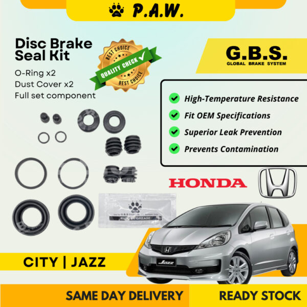 GBS Disc Brake Seal Kit For HONDA CITY,CITY SEL,CITY TMO,CITY T9A,CITY GM2 ,JAZZ (Rear) (Full Set)