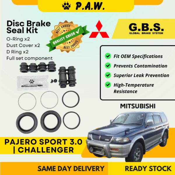 GBS Disc Brake Seal Kit For Mitsubishi Pajero Sport K94W 2.5/ K96W 3.0/ KR1W 2.4 (Rear) (Full Set)