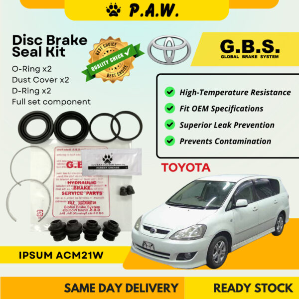 GBS Disc Brake Seal Kit For TOYOTA IPSUM 2.4 ACM21W (Rear) (Full Set)