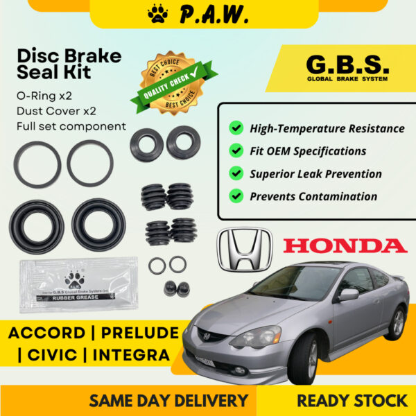 GBS Disc Brake Seal Kit For HONDA ACCORD CA3, SEO,VTI,PRELUDE SBO,SO4,INTEGRA (Rear)(Full Set)