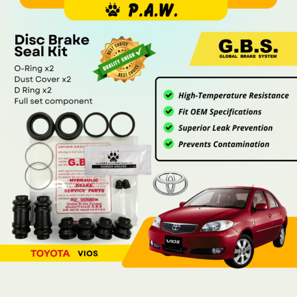 GBS Disc Brake Seal Kit For TOYOTA VIOS NCP42 (Rear) (Full Set)