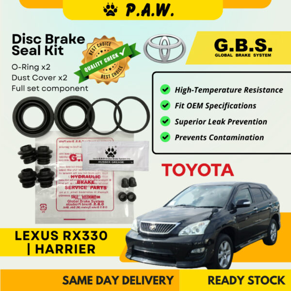 GBS Disc Brake Seal Kit For Toyota Harrier ACU30/ MCU30 & Lexus RX330, RX350 (43mm) (Rear)(Full Set)