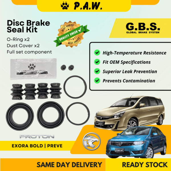 GBS Disc Brake Seal Kit For PROTON EXORA BOLD,PREVE (Rear) (Full Set)
