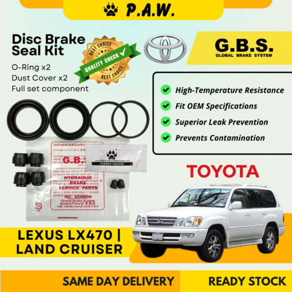 GBS Disc Brake Seal Kit For Toyota Land Cruiser UZJ100 HDJ100 HDJ101 & Lexus LX470 (Rear) (Full Set)