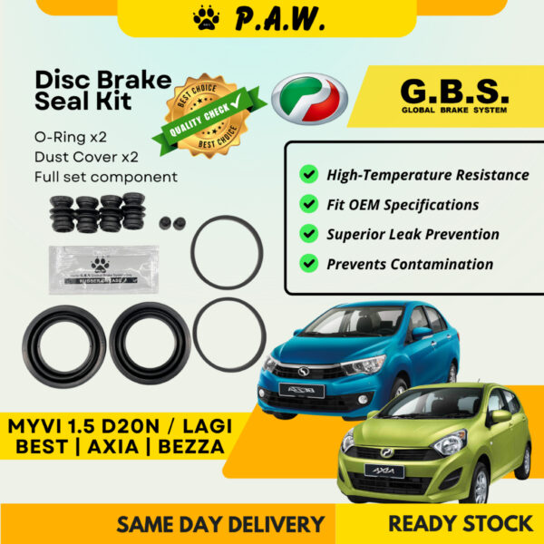 GBS Disc Brake Seal Kit For PERODUA MYVI Lagi Best 1.5 D20N Aixa Bezza (Front) (Full Set)